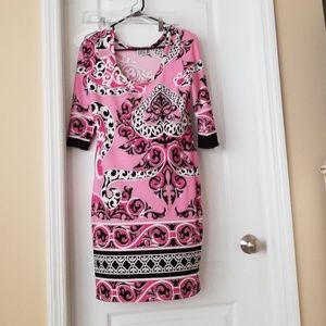 Pink and black paisley dress